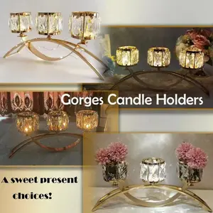 Elegant 3-Head Crystal & Iron Candle Holder, Luxurious Table Centerpiece for Home & Wedding Decor, Stunning Design for Any Occasion