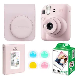Fujifilm Instax Mini 12 Instant Film Camera, Blossom Pink Bundle with Instax Mini Custom Case, Accessory Kit and Daylight Film, Twin Pack (20 Exposures) ISO 800