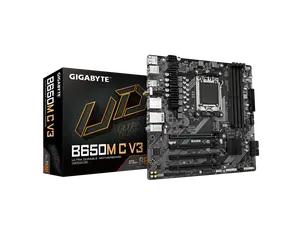 GIGABYTE B650M C V3 (rev. 1.0) AM5 LGA 1718 AMD B650 M-ATX Motherboard, DDR5, PCIe 4.0 M.2, PCIe 4.0, USB 3.2 Gen1 Type-C, 1GbE LAN, Q-Flash Plus, EZ-Latch