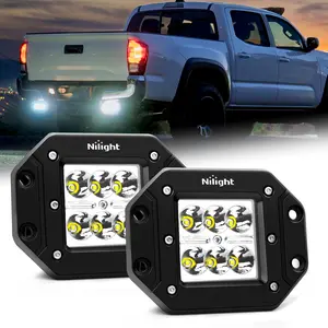 Nilight Dual Pack 18W Power Output Spot LED Work Lights, Vehicle Accessories, Flush Mount Off-Road Compatible Driving Lights for Jeep, Truck Bumper fathersdaygift