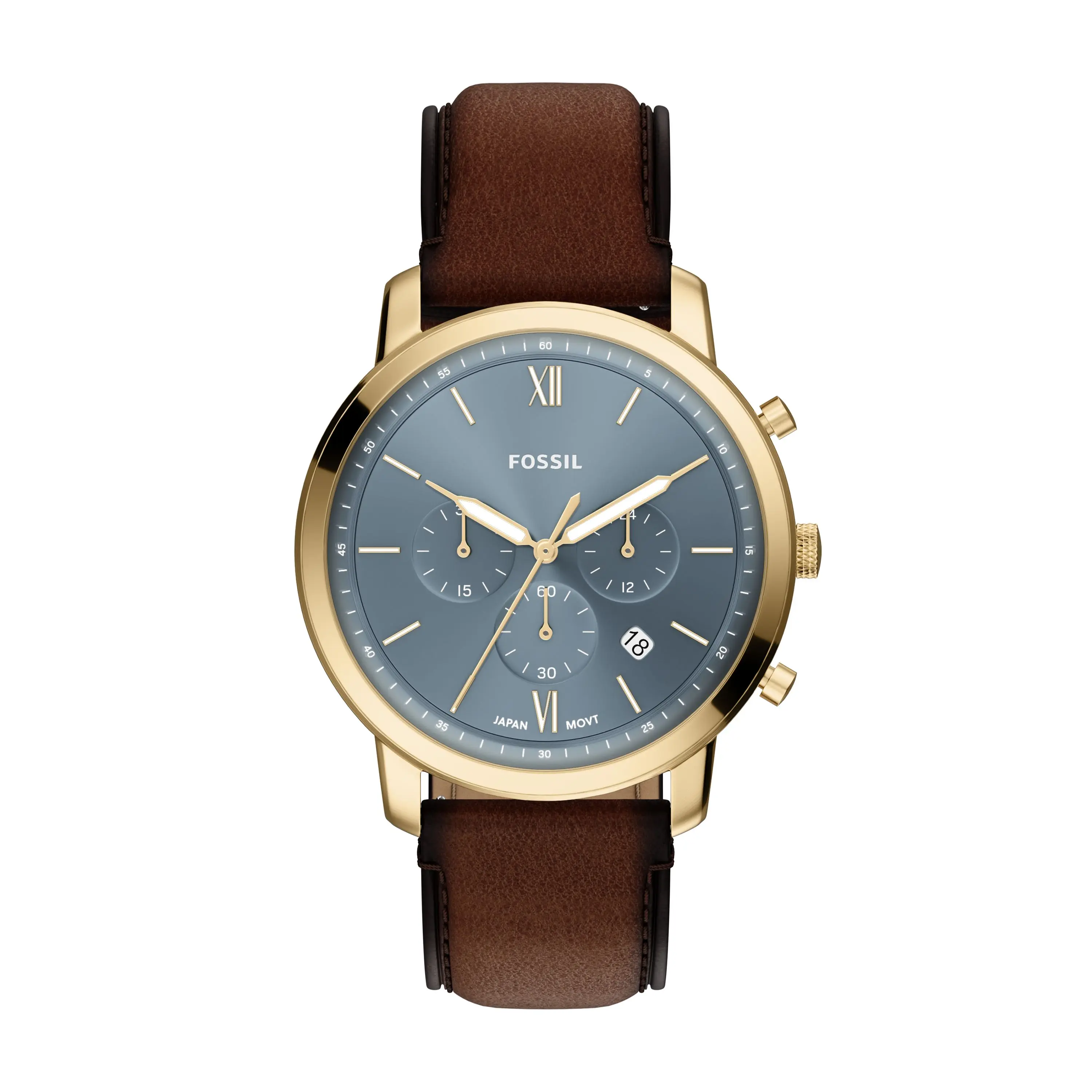 Fossil Men's Neutra 44mm Chronograph Brown Leather Watch