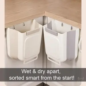 Touchless Foldable Kitchen Trash Can 1 Count Hanging Storage Bucket 6L/11L Capacity Space-saving Design Ideal for Small Kitchen Home Use