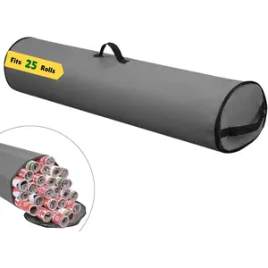 Wrapping Paper Storage Bag Under Bed Organizer for Storing Multiple Rolls of Gift Wrap, 40” Length Durable 600D Oxford Material Container (Gray)