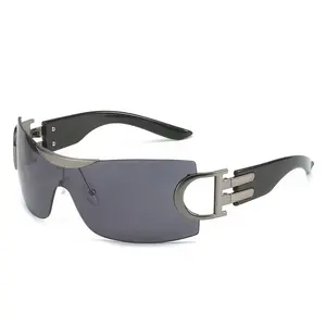 Oversize Sports Men'S Cycling Sun Glasses Punk One Piece Goggle Women 2000'S Brand Designer Sun Glasses Y2K Sunglasses FenQiqi