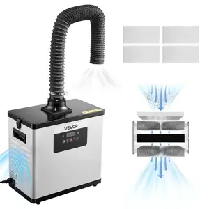 VEVOR Solder Fume Extractor, Upgraded 4-Stage Filtration Soldering Smoke Absorber with 510 m³/h Strong Suction, 10-Speed & Remote Control Brushless Smoke Extractor for Laser Engraving, 3D Printing, Sheet Metal, Anti-Block Alert
