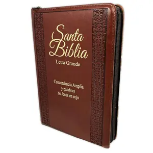 Biblia Letra Grande Tamaño Manual con Cierre Imitacion Piel Marron con Concordancia e Index Reina Valera 1960