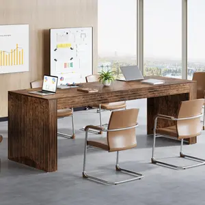 LITTLE TREE 6.5FT Conference Table, 78.74 L x 27.5 W Inches Meeting Table with Large Worktop, Modern Breakroom Table for Office Conference Room, Stable Wooden Structure, Easy Assembly