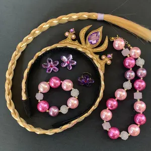 Rapunzel wig crown,rapunzel wig headband,tangled crown,princess crown,birthday crown,crown headband,purple and pink,