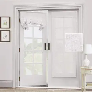 Linen Blended Window Door Curtain-  Door Curtain Light Filgtering Tricia Curtain for Patio Door Sidelight Glass Door Blind Tie Up Shade, 26x68in, 2Panel,