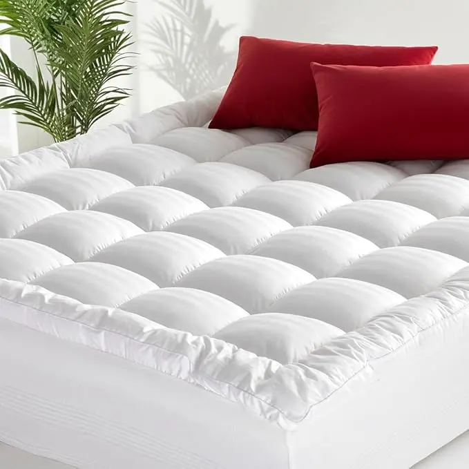 4 Inch Mattress Topper Queen, Pillow Top Mattress Pad, Extra Thick Plush Bed Topper, Breathable, Hotel Collection, 8-22 Inch Deep Pocket, Soft Cover