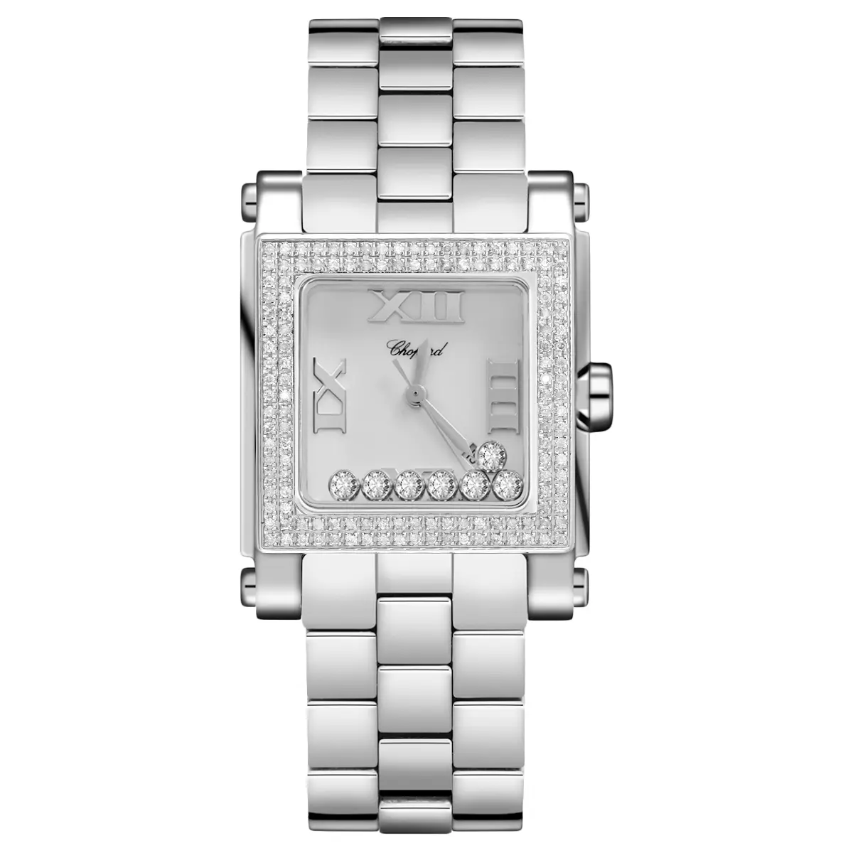 Chopard Happy Diamonds Happy Sport Square 278495 Quartz White Dial Stainless Steel Diamond Bezel Ladies Watch N°1718 WHP040839