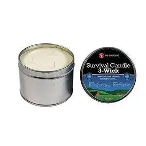SE Brand 3-Wick Emergency Candle 36 Hours Long Burning Top Layer Soy Wax Survival Gear for Camping Blackout & Peace of Mind