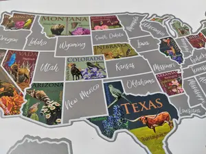 USA Scratch Off Map; US State Symbols; United States Poster; Places Traveled; Scratch off poster Decor, 50 States visited, Bucket List Scratch Off