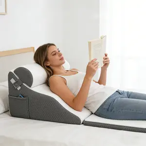 Adjustable Back Support Pillow Set, 2/3pcs Wedge Pillows for Sitting Up in Bed, Comfortable Bed Wedges for Snoring & Acid Reflux Relief