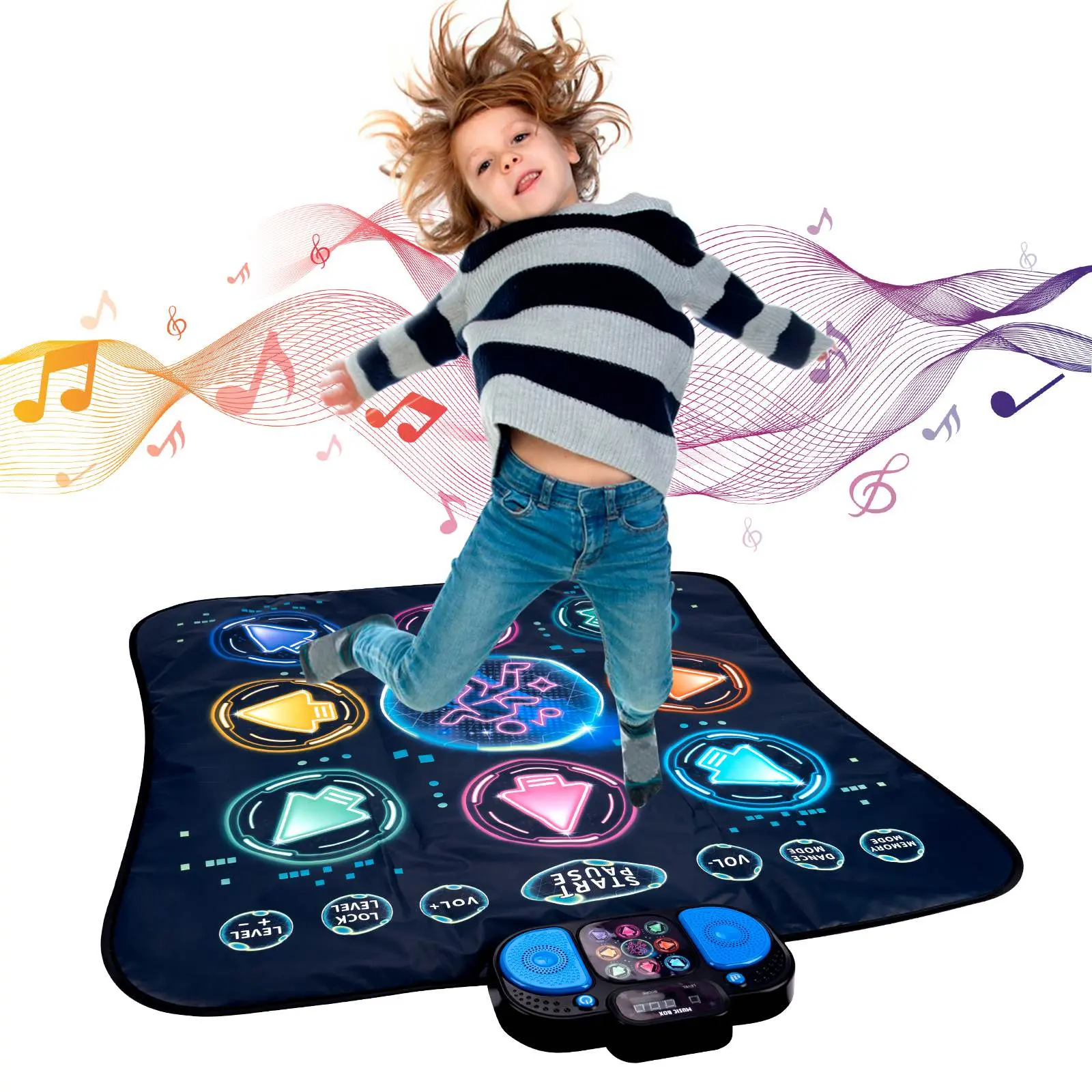Foot Pedal Dance Mat, 8-Key Single Player Fitness Exercise Balance Pad, Multi-Level Game Mat, Parent-Child Interaction Gift, Music, Multifunction