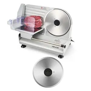 【Father's Day】VEVOR Meat Slicer, 8.6" Electric Deli Slicer with 2 SUS420 Blades & 0-0.6" Adjustable Thickness, Dual Security Lock, 200W Home Food-Slicer for Frozen Meat, Ham, Baguett, Steak, ETL Approved