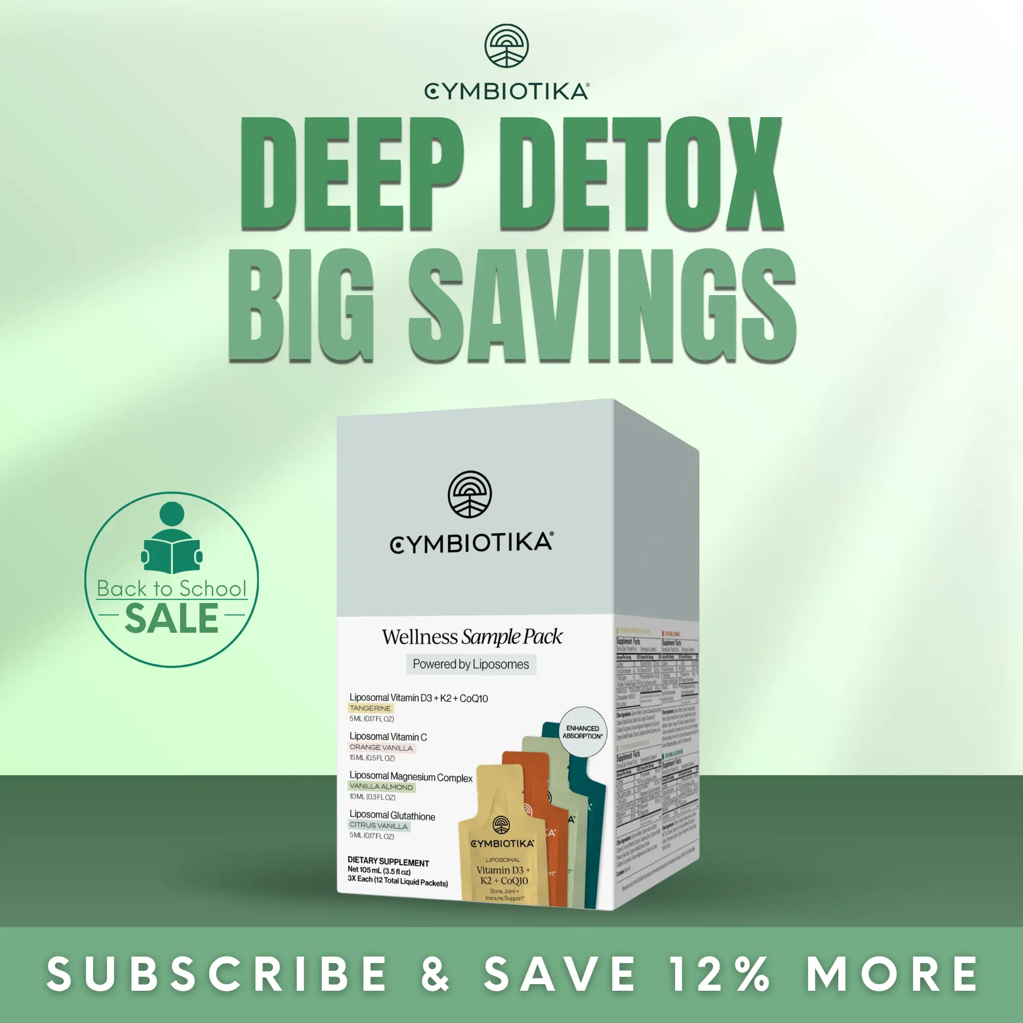 Cymbiotika Bestsellers Bundle | 12 Packets (3 Each) | Detox & Skin, Sleep & Stress, Immune & Collagen, Bones & Heart | Liposomal Glutathione, Magnesium Complex, Vitamin C & D3+K2+CoQ10 | Clinically Proven 2x–3x Better Absorbed | Third-Party Tested