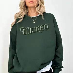 Oversized Vintage Wicked Sweatshirt, Nostalgic Wizard of Oz Font Cozy Crewneck, Broadway Musical Theater Gift, Wicked Movie Merch