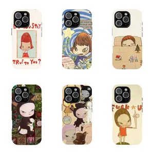 Colorful Yoshitomo Nara Art Phone Case - Aesthetic Japan Cover Compatible with iPhone 11, 12, 13, 14, 15 & more – check our available sizes.