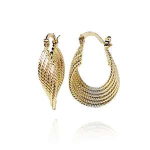 Tri-Color Twisted Hoop Earrings, 18-Carat Real Gold-Plated, Layered Design with Layered Elegance, Style #46