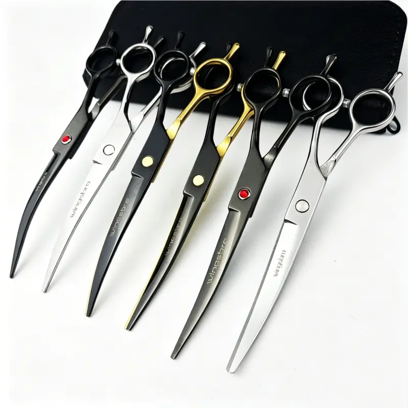 7 inches wingsbro Curved Pet Scissors, Sharp and Durable Grooming Scissors for Pet Groomer & Homeuse
