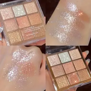 Shimmer Eyeshadow Palette, High Pigment Blendable Eye Shadow Powder, Long-Lasting Shiny Makeup, Perfect Summer Look, Glitter