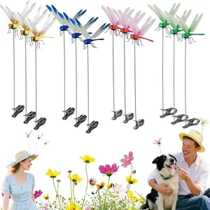 12 Pieces 3D Dragonfly Garden Decor Large Dragon Fly Garden Stakes Dragonflies Garden Ornaments Decorative Dragonflies Patio Decoration Dragonfly Stakes,
