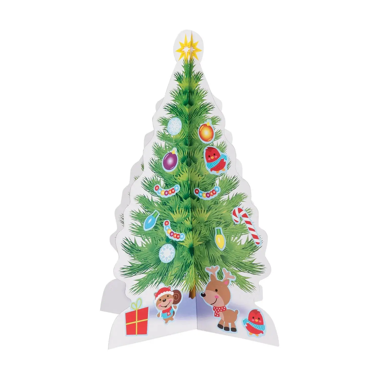 12-Piece 3D Multicolor Christmas Tree Sticker Scenes, 7x10 in School DIY Craft Ornaments with Tree Backgrounds for Holiday Decor