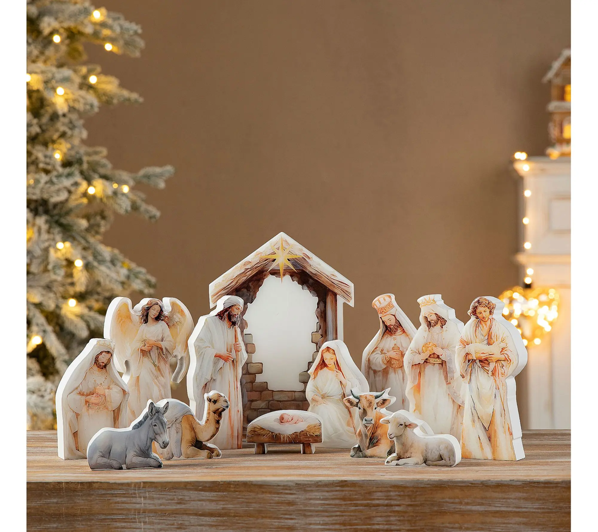 Glitzhome 13 pc Christmas Nativity Figurine Set