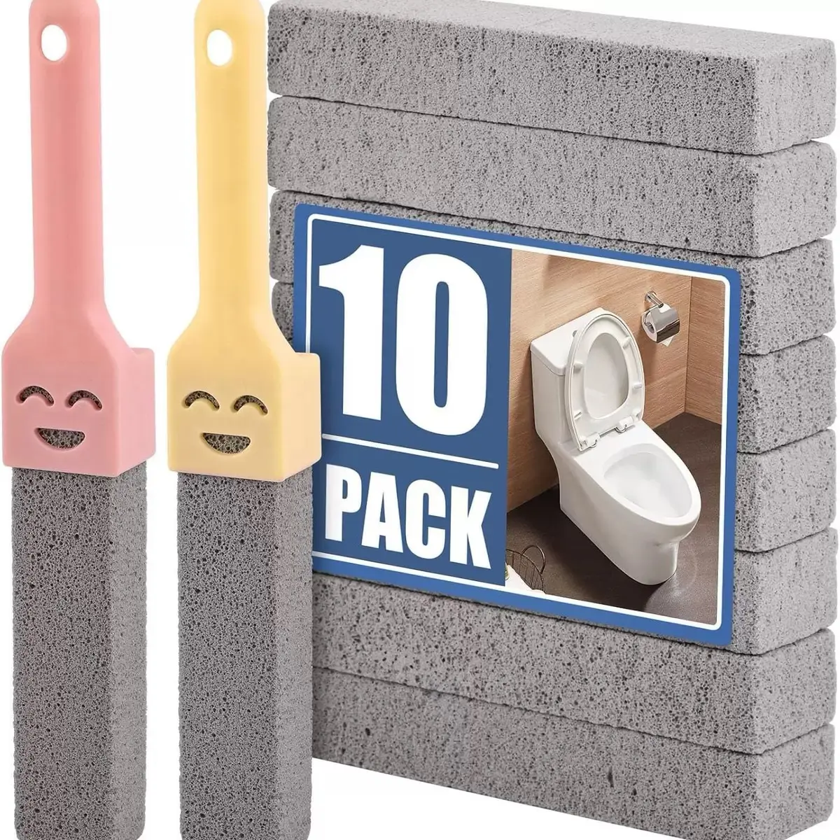 12 Pack Pumice Stone for Toilet Cleaning Extra Long Handle for Removing Bowl Ring Pool Bathroom Toilet Brush Toilet Scrubber Limescale Stain Remover for Tile Bath-tub Bathroom Cleaning Tool Bathroom Toilet Tools