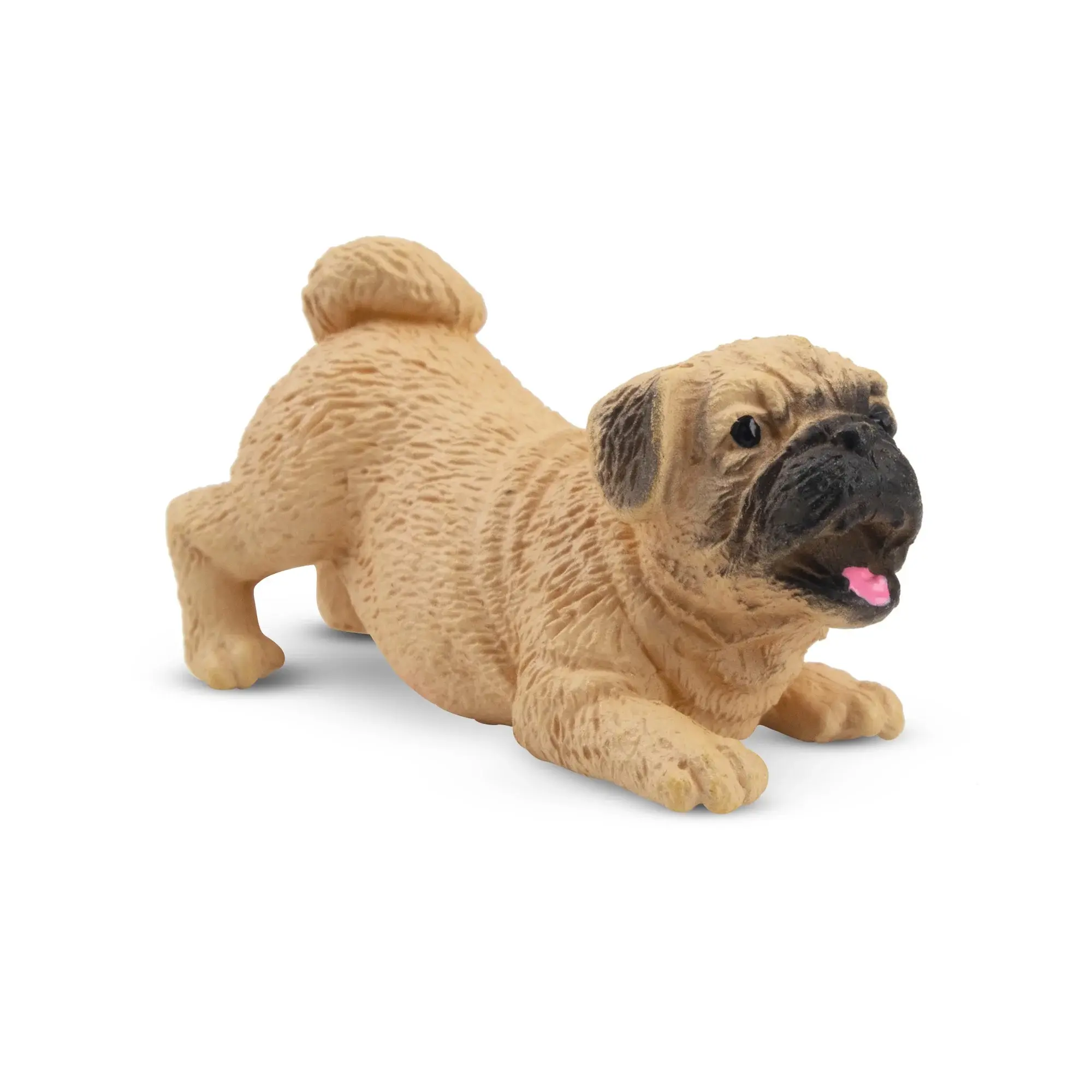 Toymany Hand-Painted Plastic Pug Puppy Animal Figurine - Realistic Dog Model, Unisex Early Ed. Montessori Play Toy, Ideal for Cake Decor, Desk & Home Accents, Collectible Gift, Box