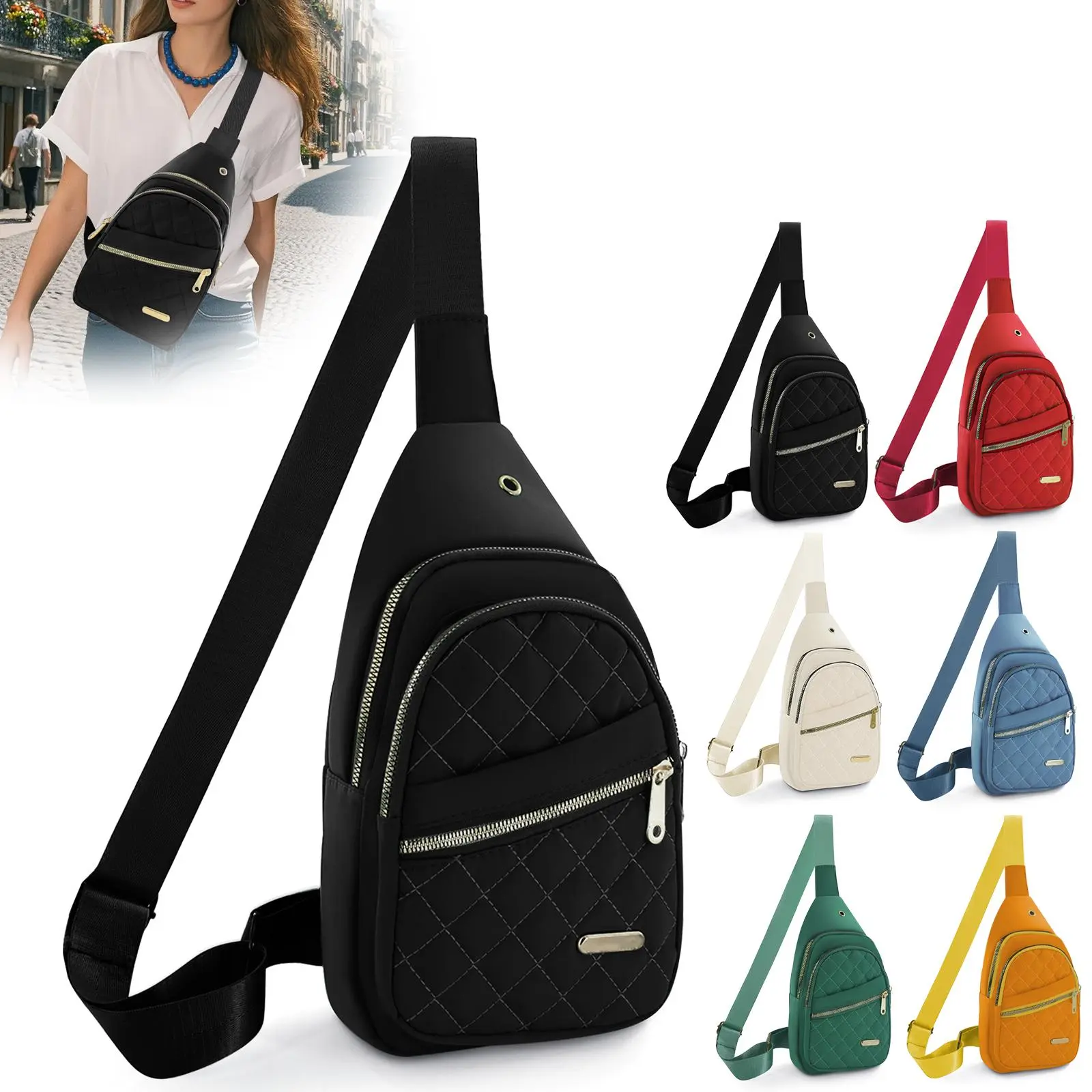 7-Color Women's Waterproof Oxford Bag | 3-in-1 Crossbody Fanny Chest Bag | Lightweight for Outings Travel 7-Color Women's Waterproof Oxford Bag | 3-in-1 Crossbody Fanny Chest Bag | Lightweight for Outings Travel