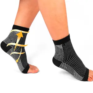 Compression Socks for Women & Men Open Toe, Best Ankle Compression Sleeve for Swelling, Achilles Tendonitis, Heel Pain & Plantar Fasciitis Relief