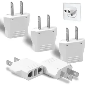 6 Pack European to US Plug Adapter, Travel Small European to American Outlet Plug Adapter, European Plug Adapter to USA Power Converter (White)