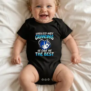 When God Made Grandpas He Gave Me The Best Print Bodysuit Baby Rompers Short Sleeve Cotton Toddler Rompers Graphic Print Baby Clothes One-Piece Outfit