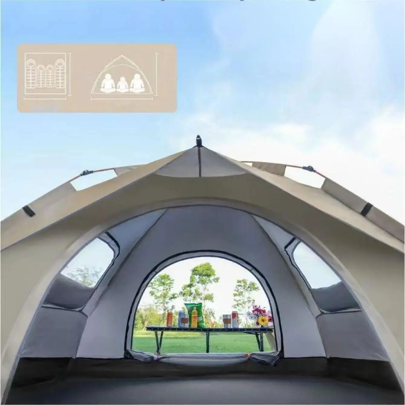 4-Person Automatic Pop-Up Camping Tent – Waterproof 4-Season