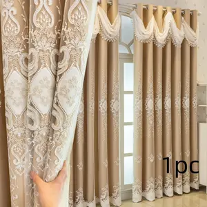 1pc Luxury Double-Layer Blackout Jacquard Curtain, Thermal Insulated Curtain, Thermal Insulation Noise Reduction, Cozy Decor for Bedroom Living Room Floor-To-Ceiling Window