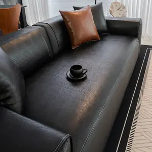1count Anti-Slip Solid Color Sofa Cover for All Seasons, High-End Easy Care Synthetic Leather Design, Ideal for Business and Decoration, Sofa Slipcover, Washable Sofa Slipcover