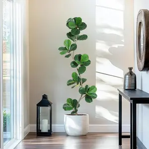 Gaomon 6FT Artificial Fiddle Leaf Fig Tree - Fake Nature-Infused Plant with Black Pot, Large Indoor Decorative Tree for Home, Office Use