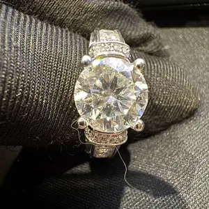 US LC | 3CT Silver Round-Cut Moissanite Solitaire Ring-Set Band BYC-R0211-S3CT-12
