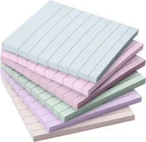Lined Sticky Notes - 3x3, 6 Pads, 45 Sheets, Pastel Colors