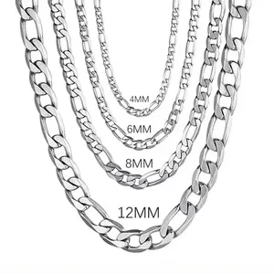 Premium 925 Silver Plated Streetwear 12mm&10mm Bold Figaro Chain Necklace for Men Drip Hip Hop Jewelry 16-30" Essential Gift for Him