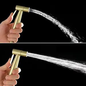 Matt Black Cold Water SS304 Shattaf Set Built in Stainless Steel Hand-held Portable bidet Sprayer kit in Brushed Gold Finish Adjustable Water Pressure muslim Shower Jet Spray for Bathroom Bidetstoilets Attachablebidet