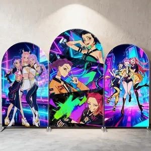15-day Delivery Neon Cyber Girl Group Arch Backdrop Cover for Birthday Party
