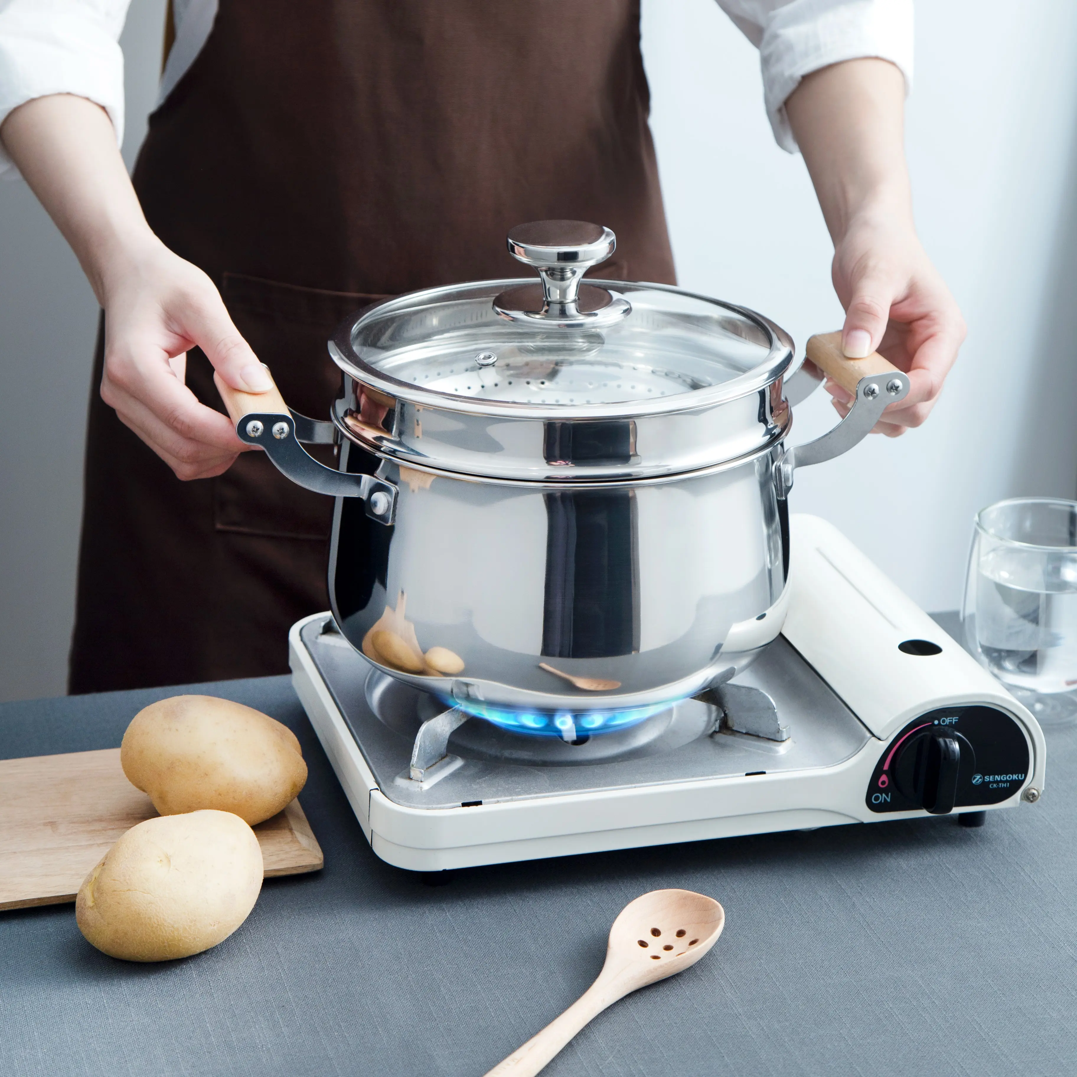 316 stainless steel food-grade thickened home new product large-capacity steaming/boiling pot set, efficient soup cooking pot