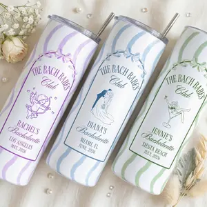 [MESSAGE OR LEAVE A NOTE] Custom Bridesmaid Tumbler Cup with Name Girls, Personalized Bachelorette Party Matching Tumbler, Bachelorette Stripe Bach Club Party, Gift For Her