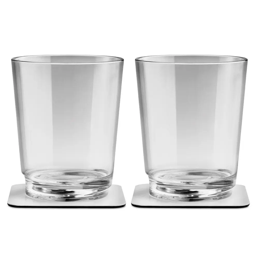 Silwy Drinkware SILS025-0501-2 Magentic Drinking Cups with Metallic Nonslip Coasters - The Classic - Set of 2