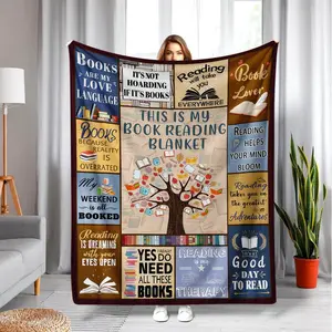 Book Lover Reading Throw Blanket - "This Is My Book Reading Blanket" Print Flannel Blanket, Cozy Soft Blanket for Avid Readers, Perfect Gift for Bookworms