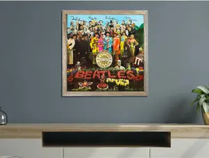 BarnwoodUSA Vintage Square Wooden Vinyl Record Album Display Frame (12.5x12.5in) - Fits 12in Standard Single/Double LPs, Free Standing or Wall Hanging, Rustic Reclaimed Weathered Gray Home Decor Gift