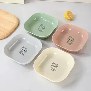 Set of 4 Leak-Proof Cat Bowls, Durable Plastic Pet Food & Water Bowl Set, Anti-Fatigue Design, Easy Clean, Ideal for Indoor Cats, Feeder